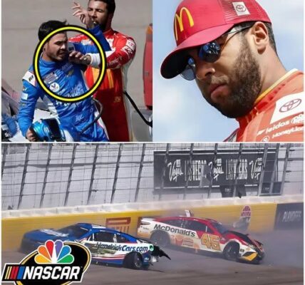 NASCAR EXPLOSIVE: Bubba Wallace suspended after shocking collision with Kyle Larson on lap 94 of the NOCO 400, followed by shoving Larson shortly after. Punishment: one-race suspension!