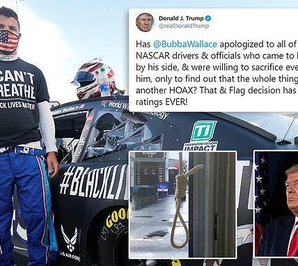 US President Donald Trump Has Called On Nascar's Only Black Driver, Bubba Wallace, To Apologise Following Criticism Over The Discovery Of A Hangman's Noose In His Garage.