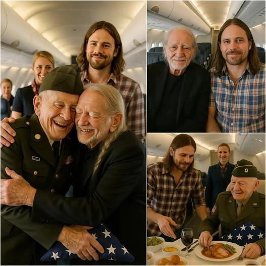 BREAKING: Willie Nelson Gives Up First Class Seat to Veteran—Then Realizes It’s His Former Army Comrade.