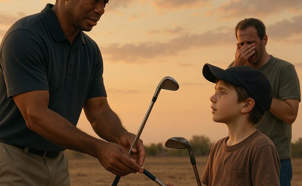 HEARTBREAKING: Tiger Woods stops to help a boy practicing golf with a broken club - Golf legend did this to make fans and the boy's father cry