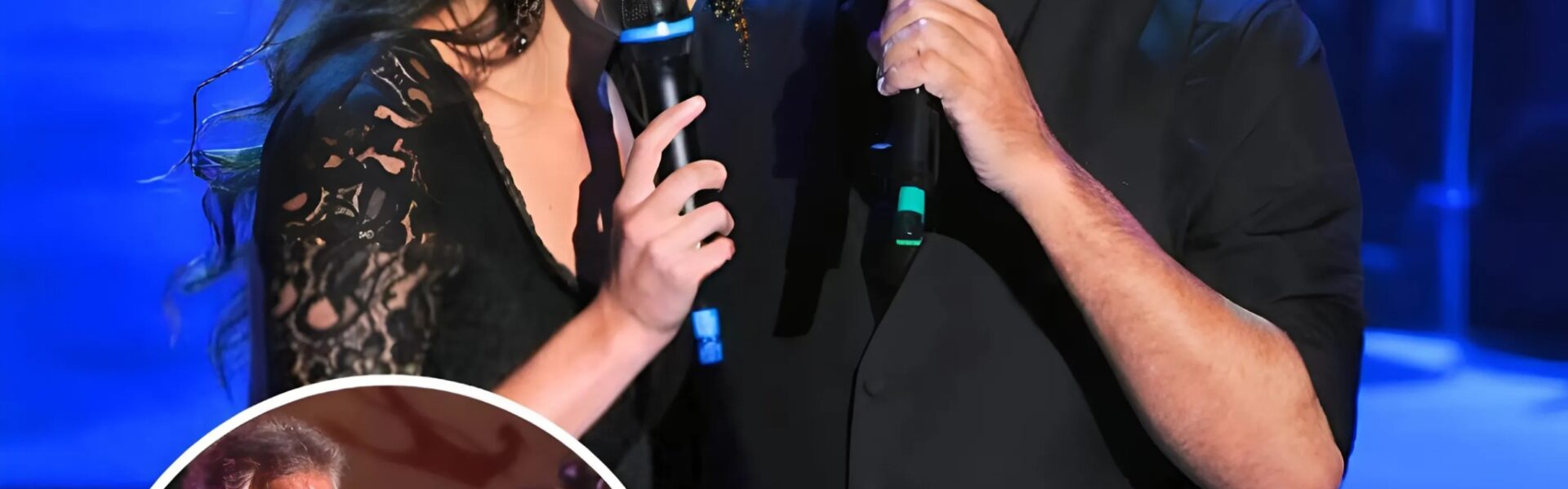 Andrea Bocelli and his wife Veronica Berti serenade the audience with a dreamy duet of "Something Stupid".