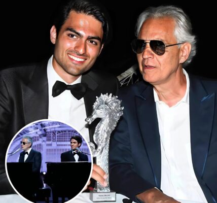 Andrea Bocelli and his son share a beautiful moment at the piano during their 30th anniversary show.