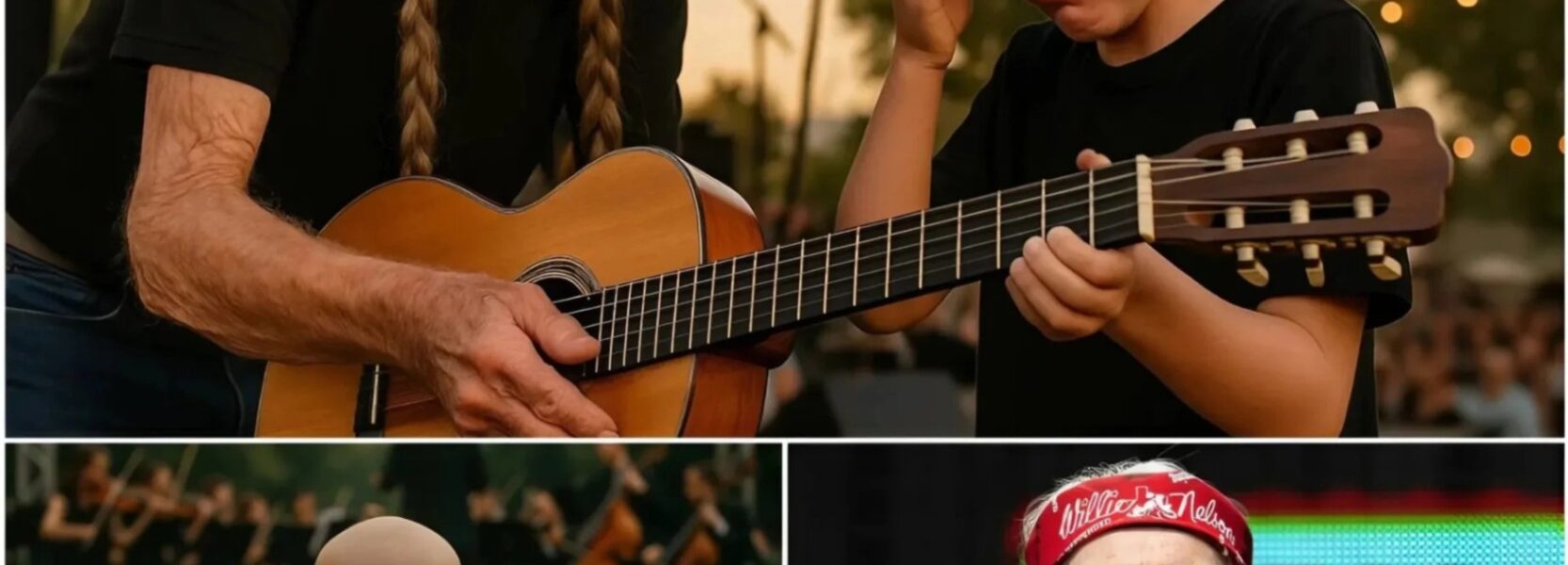 At a warm, intimate concert in Texas, Willie Nelson noticed a young boy bravely fighting cancer sitting right in the front row — his eyes full of courage but also hiding pain too deep for words…