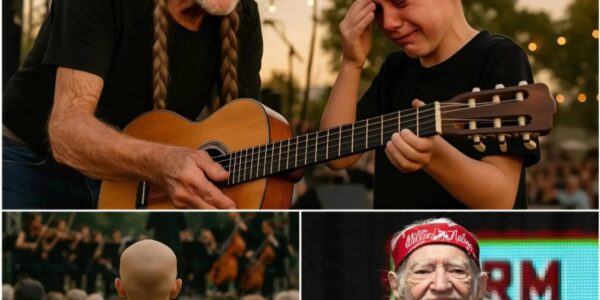 At a warm, intimate concert in Texas, Willie Nelson noticed a young boy bravely fighting cancer sitting right in the front row — his eyes full of courage but also hiding pain too deep for words…
