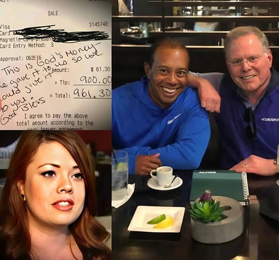 Waitress Sees Tiger Woods Check, Reads the Note, and Bursts into Tears…