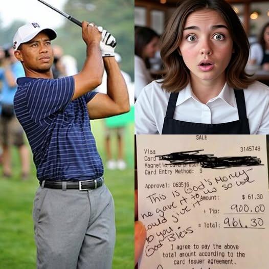 Lily, a 24-year-old waitress, had no idea that she was serving Tiger Woods. Polite and discreet, Tiger Woods enjoyed his meal without attracting attention. But as he left, he placed a folded receipt on the table… and walked out with a smile. Curious, Lily opened it, but broke down in tears within minutes. What Tiger Woods wrote was more than just a thank you, Lily tearfully shared with the reporter — It changed her life…