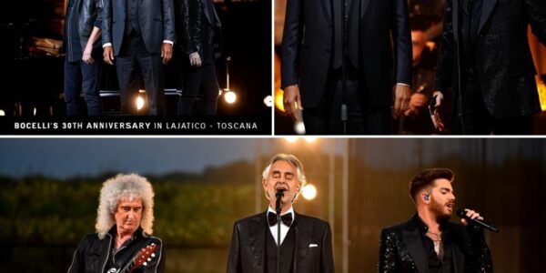 Under a golden Tuscan sky in the village where his voice was born, Andrea Bocelli marked 30 years of music with a night the world will never forget. At the Teatro del Silenzio, a place built in his honor, thousands stood in awe as an unannounced note pierced the dusk — the haunting cry of Brian May’s guitar. Slowly, the Queen legend emerged from the shadows, joined by Adam Lambert, regal and visibly moved. And then, like a spirit summoned by melody and memory, Bocelli appeared. Together, they performed “Who Wants to Live Forever” — not as rock, not as opera, but as a requiem of legacy, grief, and grace. It wasn’t just a performance. It was a once-in-a-lifetime collision of soul and silence.