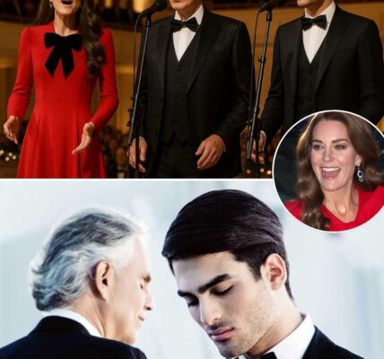 When the Evening Seemed To Have Reached Its Emotional Height, the Lights Dimmed Again. A Hush Swept Over the Crowd as Andrea Bocelli, Joined by His Son Matteo, Took Center Stage Under a Single Golden Spotlight. The Familiar Chords of “Ven a MI” Began To Float Through the Hall—Tender, Aching, Full of Longing.