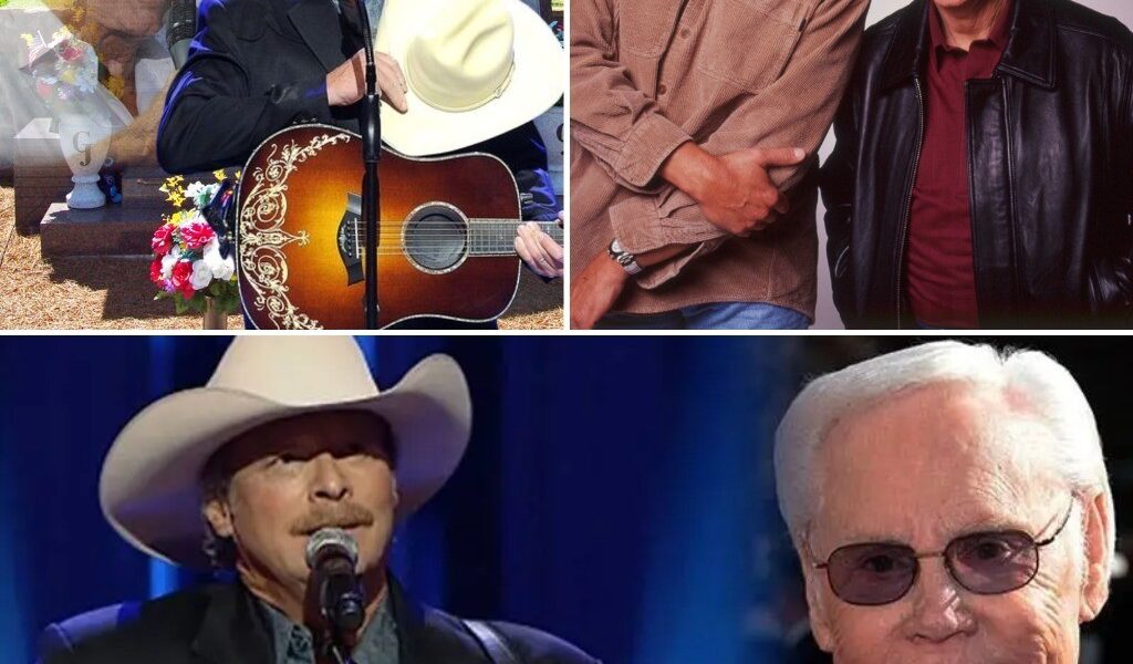 He took off his hat… and the room went still. At George Jones’s funeral in 2013, Alan Jackson stepped onto the Opry stage with quiet respect. Then came the first line: “He said, ‘I’ll love you ’til I die’…”—and time froze. No sound. Just raw emotion hanging in the air. It wasn’t just a song—it was a goodbye. A final tribute to a friend, and to a song once thought too sad to matter. But in 1980, “He Stopped Loving Her Today” didn’t just top charts—it saved George’s career and became a country music legend. That day, Alan didn’t just sing. He honored every goodbye, every love that never really ended.