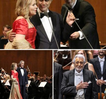 For the first time ever, Andrea Bocelli and Renée Fleming shared the stage in a breathtaking duet at the Remembering Pavarotti benefit concert. Held in honor of the legendary tenor Luciano Pavarotti, the event brought together the world’s finest voices for an unforgettable night of music. Bocelli’s rich tenor blended seamlessly with Fleming’s soaring soprano, creating a moment that left the audience in awe. Their emotional performance paid tribute not only to Pavarotti’s legacy but also to the enduring power of opera. With standing ovations and tears in the crowd, it was clear this duet was a once-in-a-lifetime experience—two icons, one magical night, and a shared love for a maestro who changed the world of music forever.