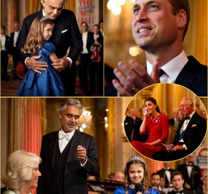 “Papa, this song is for you. You taught me to stand tall, to be kind, and to never forget where we come from." - In an unforgettable royal moment, Charlotte Elizabeth Diana — the eldest daughter of Prince William and Princess Catherine — took center stage at Buckingham Palace, stunning guests with her poise and voice. Teaming up with the legendary Andrea Bocelli, Charlotte performed a moving, original duet titled “Echoes of Our Kingdom”, composed specially for her father’s 43rd birthday. With a sapphire-blue gown mirroring her royal roots and a diamond tiara catching the chandelier light, Charlotte sang with a grace far beyond her years — her harmonies blending seamlessly with Bocelli’s.