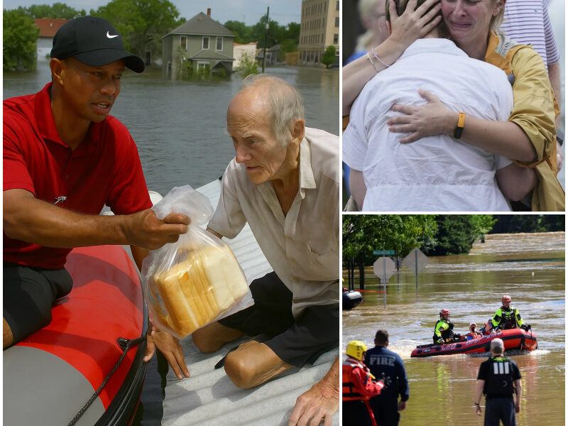 BREAKING: Tiger Woods Breaks Down in Tears Upon Seeing Elderly Man Stranded Hungry on Rooftop Amid Texas Floods – His Heartwarming Act Sparks Tears and Prayers Across the Nation
