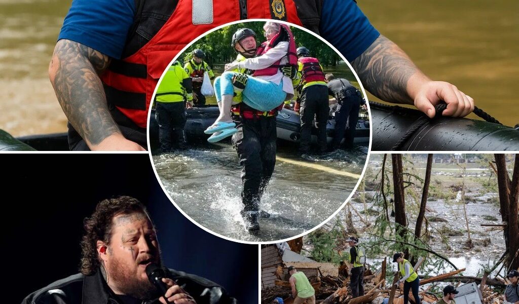 Jelly Roll Dropped $50 Million—Then Dropped It All to Walk Through Texas Floods: “I’m Here to Hold Their Hands, Not Just Sign a Check.” In an unexpected move, country music hero Jelly Roll didn’t just donate $50 million to Texas flood victims—he “showed up,” boots soaked and eyes red, walking door to door through the rubble. While celebrities often give from afar, Jelly chose to GIVE “with all his heart”—hugging families, WIPENING TEARS, and KNEELING in muddy fields to listen to stories of survival. “There were no spotlights, no cameras—I couldn’t stand by,” he said, as stunned locals clung to the singer who once sang of pain, now offered hope. His voice BREAKED not on stage, but in the arms of a child who had lost everything. And in that moment, Jelly Roll became more than just a country star—he became a voice of healing in a broken land.