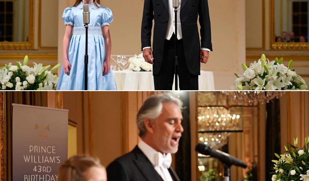 Princess Charlotte of Wales, just 10 years old, took the stage at her father’s 43rd birthday celebration — and sang a touching duet with none other than Andrea Bocelli, the legendary Italian tenor. Held in the majestic gardens of Windsor Castle, the private celebration for Prince William featured close family, friends, and a few high-profile musical guests. But nothing could prepare the intimate crowd for the heart-stopping moment when Charlotte, dressed in a pale blue gown, joined Bocelli to perform the timeless classic “The Prayer.”