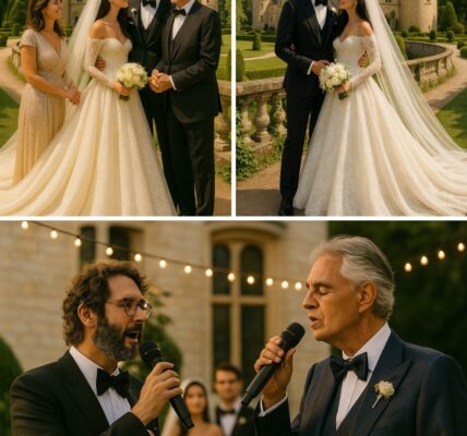 Matteo Bocelli – the talented son of legendary tenor Andrea Bocelli – has taken the world by surprise with a fairytale wedding to actress and singer Sofia Carson. In a setting aglow with thousands of candles and the applause of over 10,000 guests, a truly magical moment unfolded: Josh Groban made a surprise appearance on stage to perform a breathtaking duet with Andrea Bocelli. The music soared like a blessing, silencing the crowd in awe. Andrea’s wife, Veronica Berti, was seen in tears, overwhelmed by emotion. This wasn’t just a wedding – it was a symphony of love, legacy, and hearts beating as one.