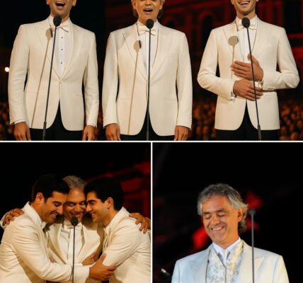 “The love of a father, the voice of two sons — and a night that felt like heaven had opened.” That’s how the world remembered the “magical evening” when Andrea Bocelli and his sons, Matteo and Amos, took the royal stage under the velvet sky in Windsor. The stage was bathed in golden candlelight, surrounded by drooping white roses and soft rays of light that sparkled like stardust on the polished floor. As Amos’ piano began to play, and Matteo’s baritone joined Andrea’s soaring tenor, the air grew still — as if time itself had stopped to listen. The song “The Greatest Gift” was more than just music; it became a “sacred moment” of connection, a family’s “shared heartbeat” that rang out before kings and stars. And when Andrea turned to her two sons with TEAR-SICK EYES and whispered, "This is the song of my soul," the audience knew — they had just witnessed something eternal.