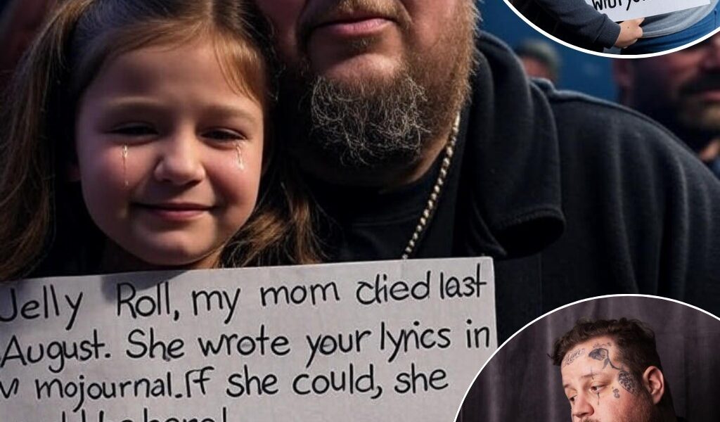 She couldn’t hold the sign steady… but Jelly Roll saw it anyway — Country star halts concert to hug tearful girl whose mom died before they could go together Before the music even started, 9-year-old Ellie Jacobs was already crying. She stood on her seat, clutching a handmade sign in shaky little hands