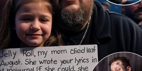 She couldn’t hold the sign steady… but Jelly Roll saw it anyway — Country star halts concert to hug tearful girl whose mom died before they could go together Before the music even started, 9-year-old Ellie Jacobs was already crying. She stood on her seat, clutching a handmade sign in shaky little hands