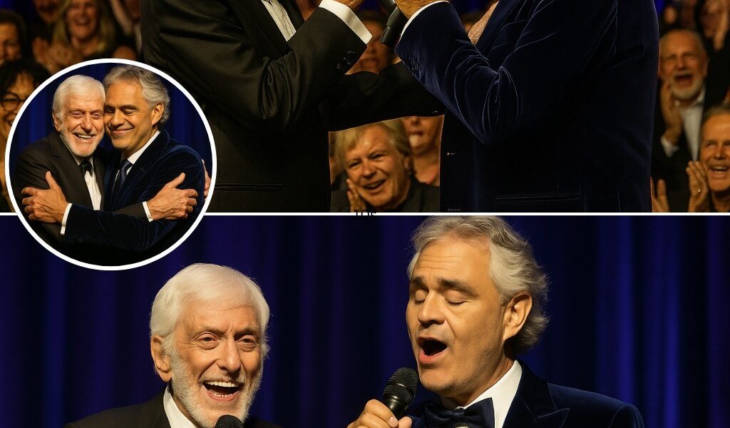 Dick Van Dyke & Andrea Bocelli – A Duet That Stopped Time No one expected it. At a charity gala in Los Angeles, the room hushed as 98-year-old legend Dick Van Dyke slowly walked onto the stage. Then came Andrea Bocelli, elegant and serene. The crowd held its breath. Together, they began “Smile” — Van Dyke’s voice trembling but full of soul, Bocelli’s tenor wrapping around it like silk. It wasn’t perfect pitch that moved the audience to tears — it was the magic of two hearts from different worlds uniting in harmony. As they sang the final note, Van Dyke looked over and whispered, “Thank you for the music.” Bocelli replied, “The honor is mine, maestro.” The standing ovation lasted minutes, but the memory would last forever. That night, old Hollywood charm met timeless Italian grace — and something unforgettable was born