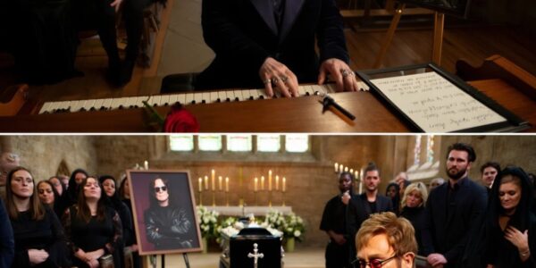No cameras. No rehearsals. Just 10 minutes… and a piano. At Ozzy Osbourne’s memorial service in London, the crowd expected a silence. Instead, Sir Elton John asked for a pen, a scrap of paper… and to be left alone for a moment. He sat quietly at the church piano. Scribbled. Whispered to himself. And then, he played. A brand-new song — written in ten minutes, performed once, never to be repeated. Elton didn’t name it. But when he sang the first line — “Even thunder needs a place to rest” — the room broke. Before him, Ozzy’s casket. Surrounded by family, veiled mourners, old bandmates with heads bowed. Elton’s voice cracked once — right before the final note. He stood, closed the lid on the piano, and said only: “This is for the rebel who gave us permission to be loud… and still be loved.” Then he walked out. No applause. Just tears. Just one final gift — from one legend to another. 🖤 Fan-recorded audio of Elton’s unreleased tribute — and Sharon’s reaction as the first lyric hit —