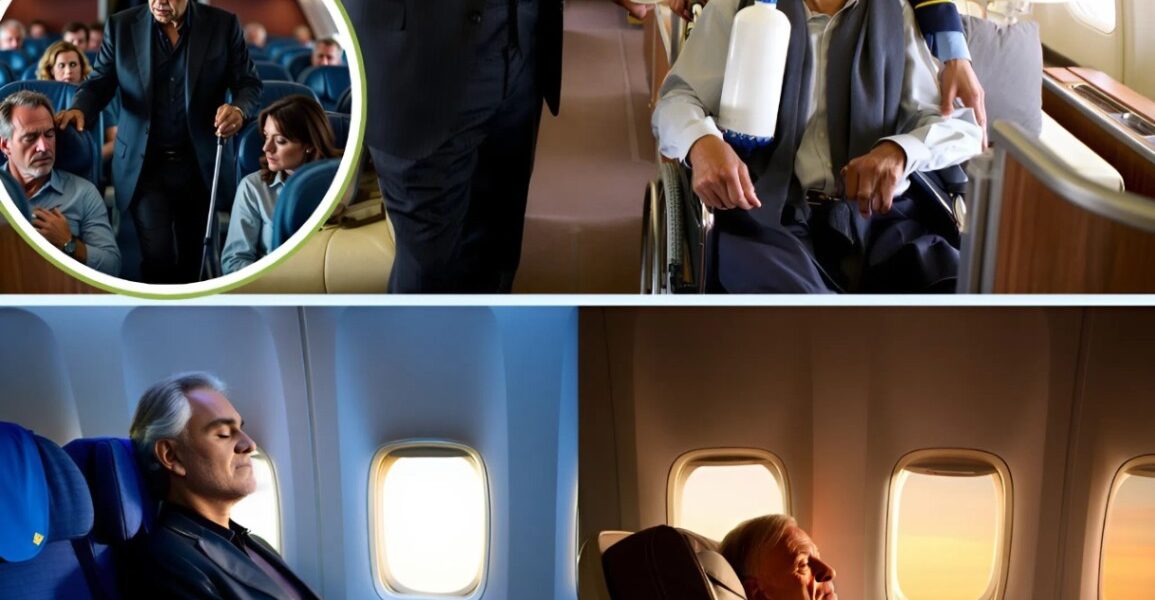 No cameras, no spotlight—just one man, one seat, and one silent choice that spoke louder than words. Andrea Bocelli, global icon and symbol of elegance, gave up his luxurious first-class seat to help someone in need during a routine flight. Witnesses were stunned by the humility behind the gesture, in a world where privilege often speaks louder than compassion. Now, that quiet moment is echoing across the internet as a rare reminder of what true class really means.