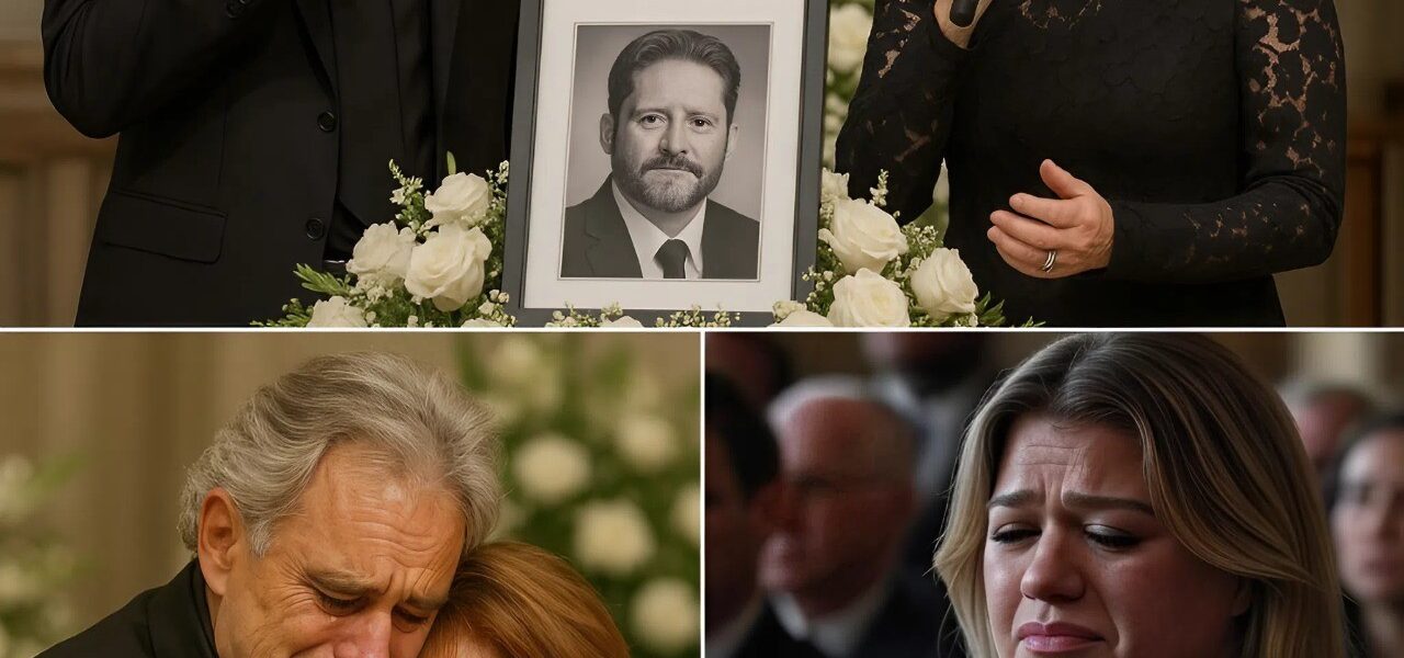 In the solemn atmosphere of the grand Nashville cathedral, thousands of flickering candles reflected off the white-flower-covered casket. As the crowd held its breath, the sound of a piano filled the air — Andrea Bocelli emerged, with Reba McEntire by his side. Together, they began a duet of “Because You Loved Me,” the ballad that had been the late ex-husband of Kelly Clarkson’s most cherished song. Bocelli’s warm, powerful voice blended with Reba’s aching country tones, cutting through the stillness like a wave of emotion. From the front row, Kelly’s shoulders trembled as she clutched her two children close, each lyric stirring old memories. In the stands, over 30,000 mourners wept, many embracing, unable to hide their grief. As the final note lingered in the air, the entire cathedral was wrapped in a sacred silence — a moment where every heart shared the same sorrow and undying love...
