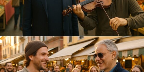 When a street musician began playing “Con Te Partirò,” Andrea Bocelli unexpectedly stopped nearby and joined in with his voice. The crowd at the bustling market fell into complete silence, captivated by the magical harmony between the two voices. Bocelli’s spontaneous duet transformed the ordinary street scene into an unforgettable moment of beauty and connection, leaving everyone present breathless and deeply moved.