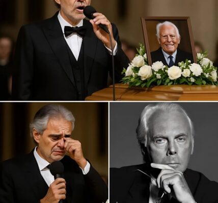 “Oh Giorgio… the world will never forget you!” That was the feeling in the air as Andrea Bocelli took the stage at Giorgio Armani’s funeral in Milan. The legendary tenor, whose wardrobe was often graced by Armani’s iconic designs, performed a deeply moving tribute that left attendees in tears. Every note carried gratitude, sorrow, and love for the man who shaped the images of so many stars. It wasn’t just a song—it was a bridge between music and fashion, a farewell that transcended words. Social media erupted as fans watched the moment unfold, calling it a once-in-a-lifetime homage. In that quiet Milan chapel, Bocelli’s voice gave Armani the standing ovation of eternity, a touching farewell that echoed far beyond the world of fashion.