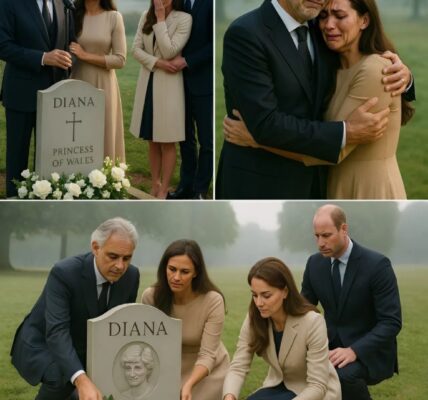 On a still morning at Althorp, Andrea Bocelli and his wife Veronica appeared without fanfare, carrying only a white rose and reverence in their hearts. As his voice rose in “Un Amore Così Grande,” the sound seemed to dissolve into the breeze, silencing the crowd. Kate wept, William held her hand—music became memory, love, and tribute.