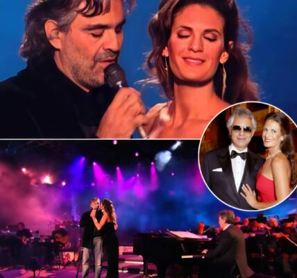 Under the shimmering lights of Lake Las Vegas in 2006, Andrea Bocelli sang Les Feuilles Mortes not alone, but with his wife Veronica Berti, and what could have been just another concert suddenly felt like an open love letter set to music. His voice, rich and incomparable, rose like a prayer, while hers answered with tenderness, and together they turned a French classic into a duet of devotion, two hearts blending as one. Fans called him “the Lord of song,” marveling at how he doesn’t just sing but lives every note, carrying the audience with him into memory, romance, and grace. The magic was not only in the melody, but in the sight of husband and wife weaving their souls together before a spellbound crowd. And as the final phrase floated into the desert air, it was clear: some songs are sung, but this one was shared — forever.